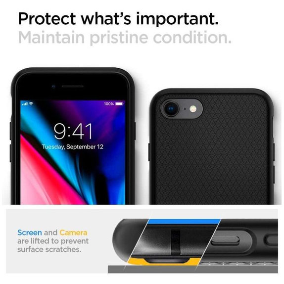 Spigen - Pouzdro Liquid Air pro iPhone 7, 8, SE 2020 & SE 2022, černá