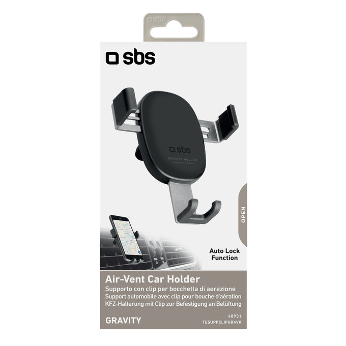 SBS - Gravitační držák do auta, univerzální ventilace, černý