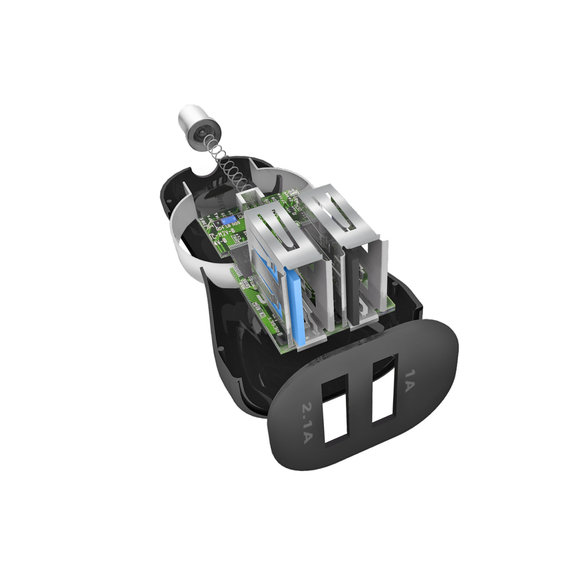 SBS - Autonabíječka 2x USB + Kabel USB / USB-C, černá