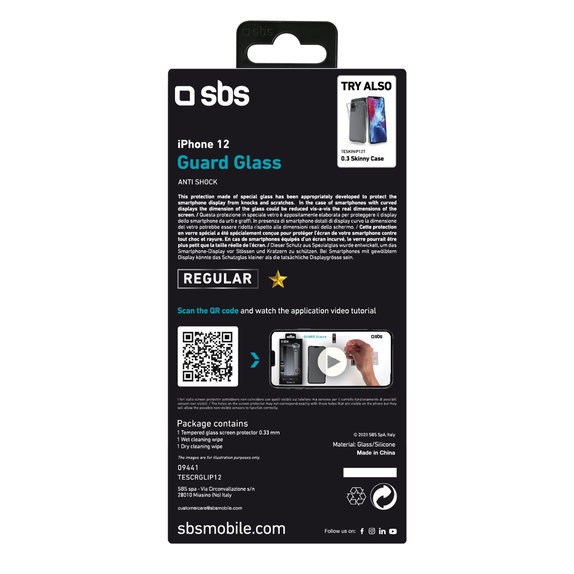 SBS - Tvrzené Sklo pro iPhone 12 mini, transparentí