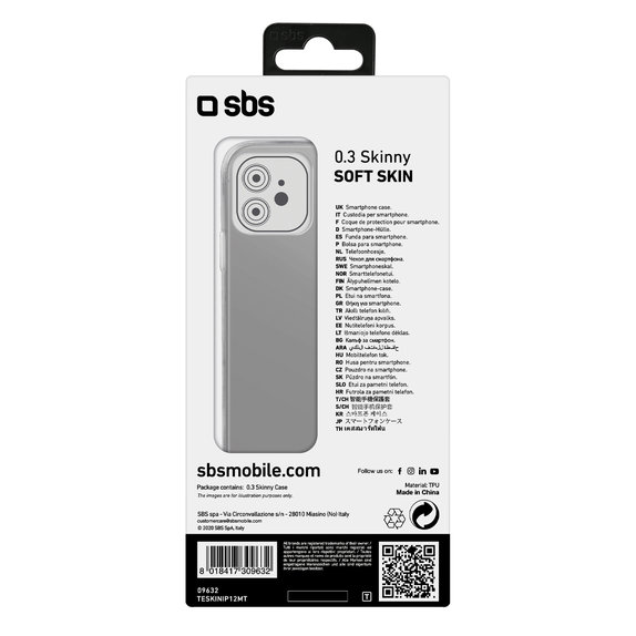 SBS - Pouzdro Skinny pro iPhone 12 a 12 Pro, transparentí