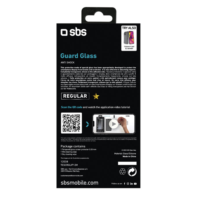 SBS - Tvrzené Sklo pro iPhone 12 a 12 Pro, transparentí