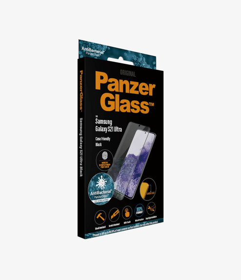PanzerGlass - Tvrzené Sklo Case Friendly AB pro Samsung Galaxy S21 Ultra, Fingerprint komp., černá