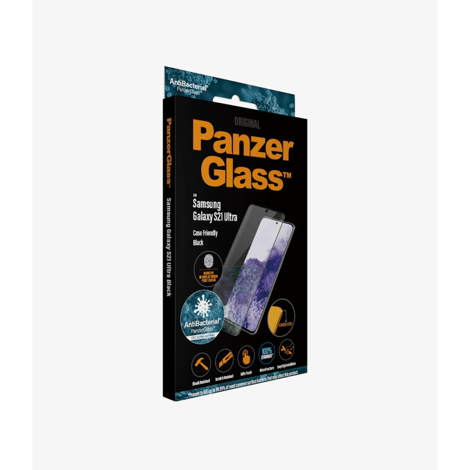 PanzerGlass - Tvrzené Sklo Case Friendly AB pro Samsung Galaxy S21 Ultra, Fingerprint komp., černá