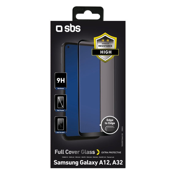 SBS - Tvrzené sklo Full Cover pro Samsung Galaxy A12, A32 5G, M12, A13, A13 5G, A03 a A04s, černá