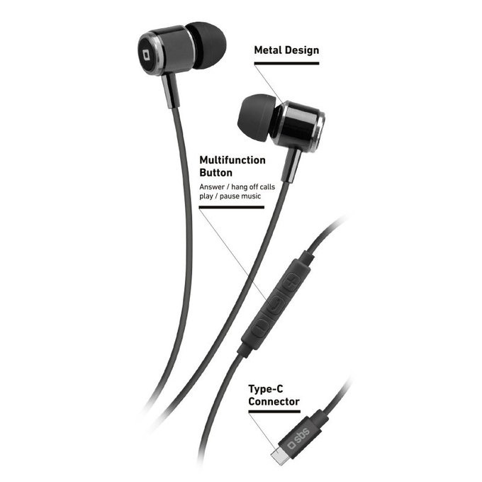 SBS - Sluchátka Studio Mix 100C s mikrofonem, USB-C, černá