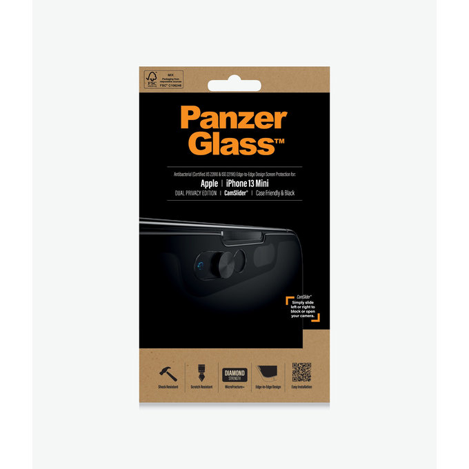 PanzerGlass - Tvrzené Sklo Case Friendly Privacy CamSlider AB pro iPhone 13 mini, černá