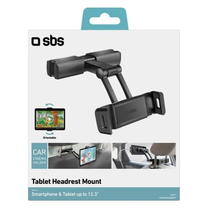 SBS - Držák na opírku hlavy Mount pro smartfón a tablet do 12.3", černá