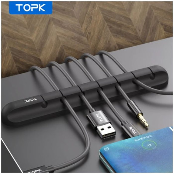 TOPK - Organizér Kabelů - Držák na 7 Kabelů, černý