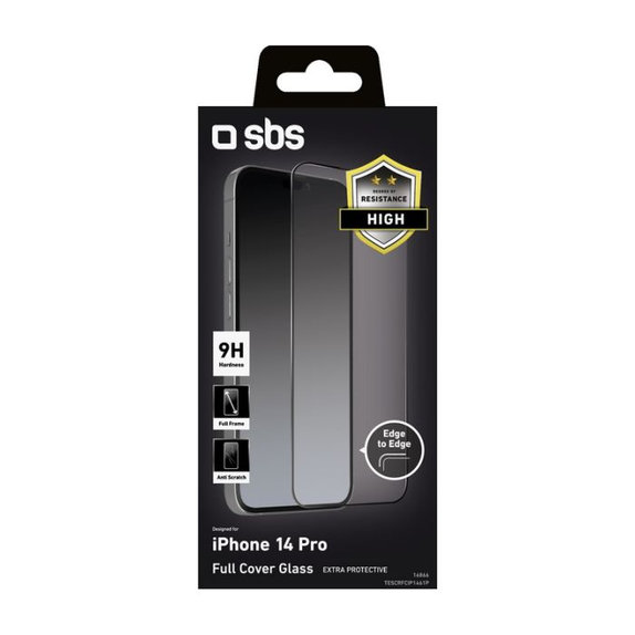 SBS - Tvrzené sklo Full Cover pro iPhone 14 Pro, černá