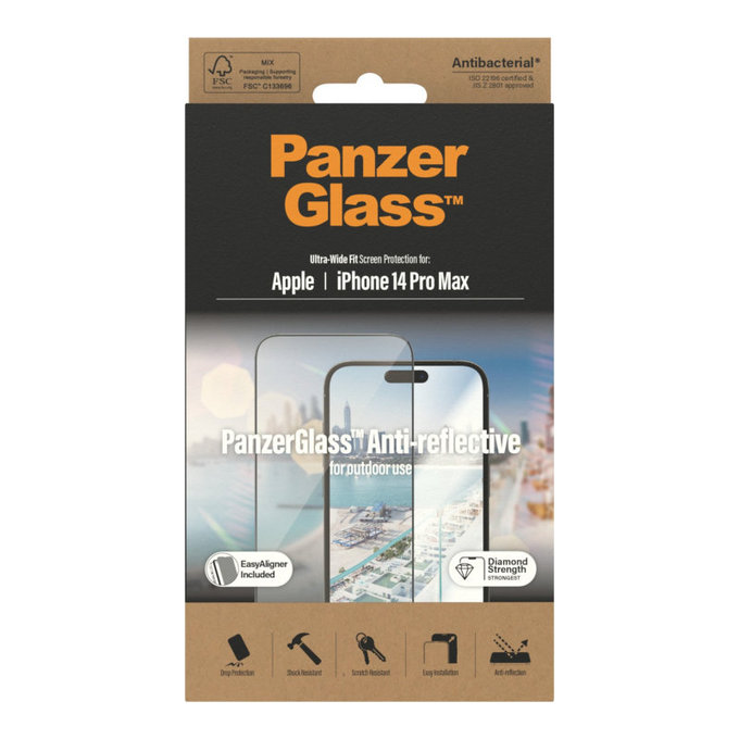 Tvrzené sklo UWF Anti-Reflective AB s aplikátorem pro iPhone 14 Pro Max, Černá, PanzerGlass