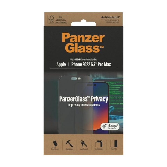 PanzerGlass - Tvrzené sklo UWF Privacy AB pro iPhone 14 Pro Max