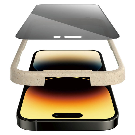 Tvrzené sklo UWF Privacy AB s aplikátorem pro iPhone 14 Pro, Černá, PanzerGlass