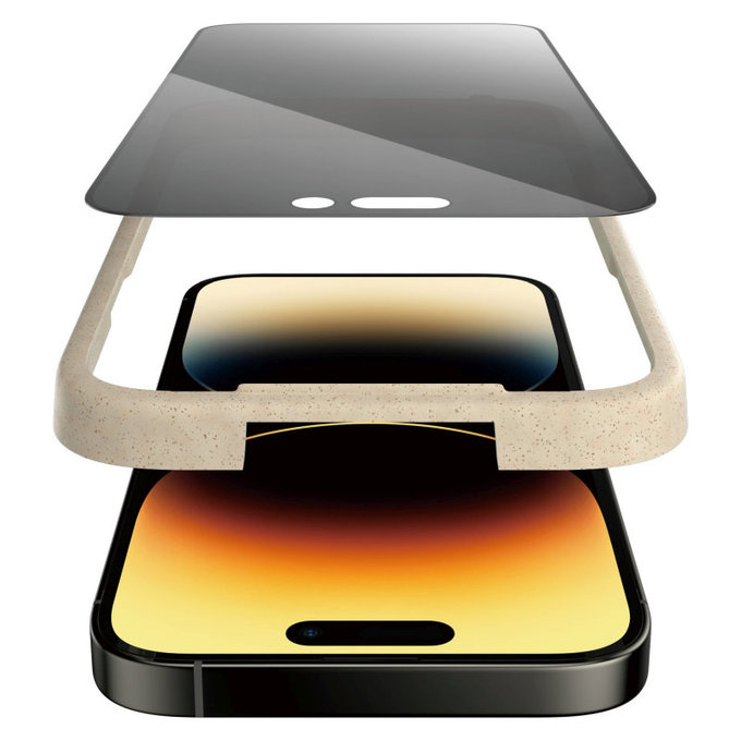 Tvrzené sklo UWF Privacy AB s aplikátorem pro iPhone 14 Pro, Černá, PanzerGlass