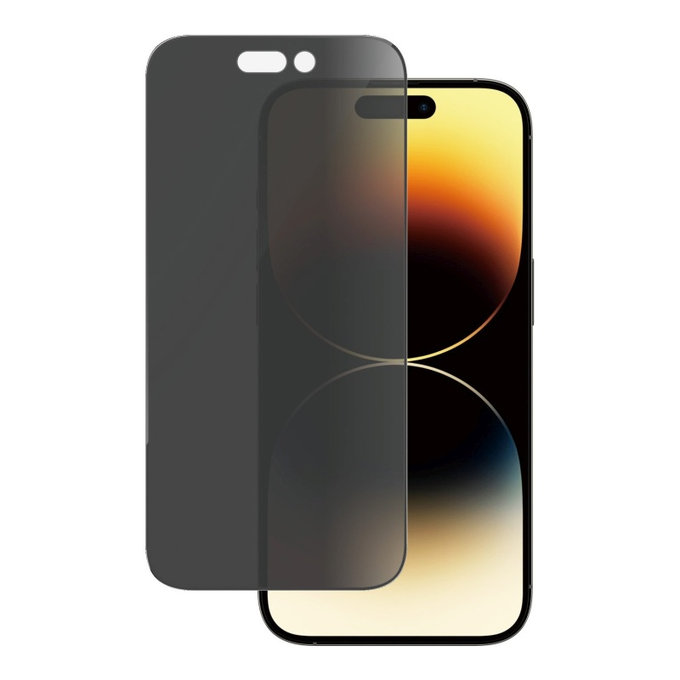 Tvrzené sklo UWF Privacy AB s aplikátorem pro iPhone 14 Pro, Černá, PanzerGlass