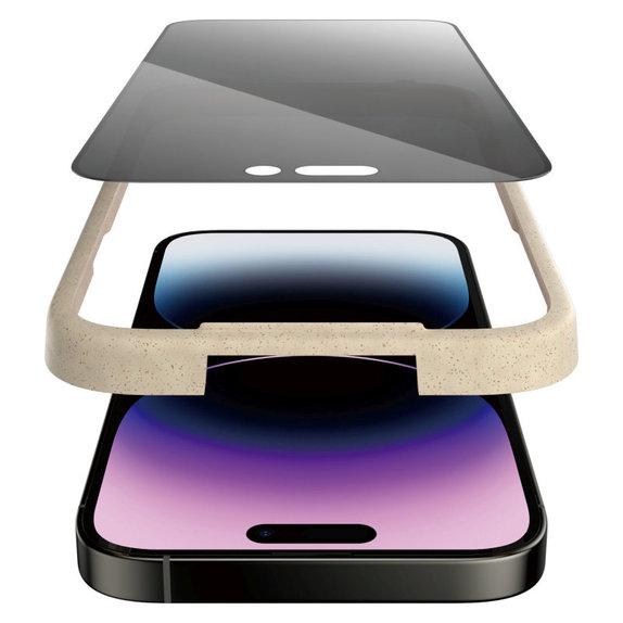 Tvrzené sklo UWF Privacy AB s aplikátorem pro iPhone 14 Pro Max, Černá, PanzerGlass