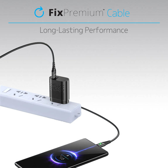 FixPremium - USB-C / USB Kabel s LED Indikátorom (1m), černá