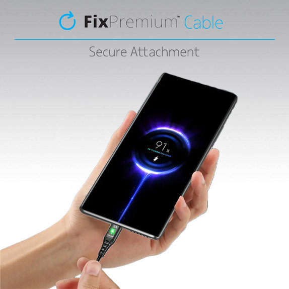 FixPremium - USB-C / USB Kabel s LED Indikátorom (1m), černá