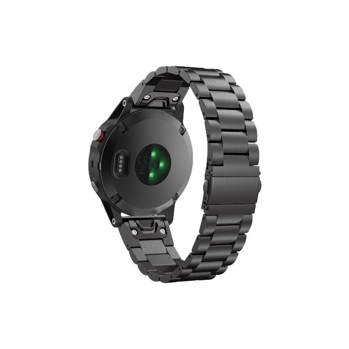 FixPremium - Remienok z Nehrdzavejúcej Ocele pro Garmin (QuickFit 22mm), čierny
