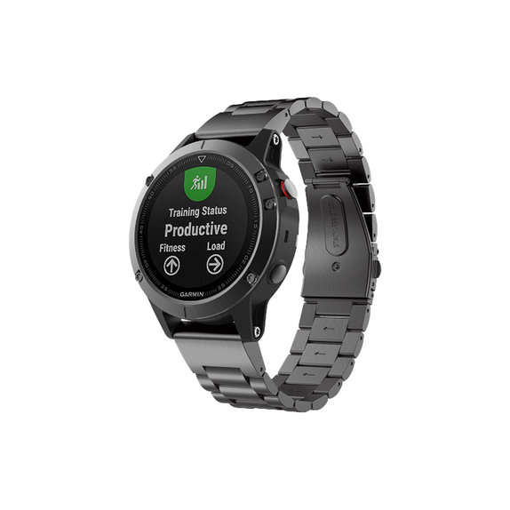FixPremium - Remienok z Nehrdzavejúcej Ocele pro Garmin (QuickFit 22mm), čierny