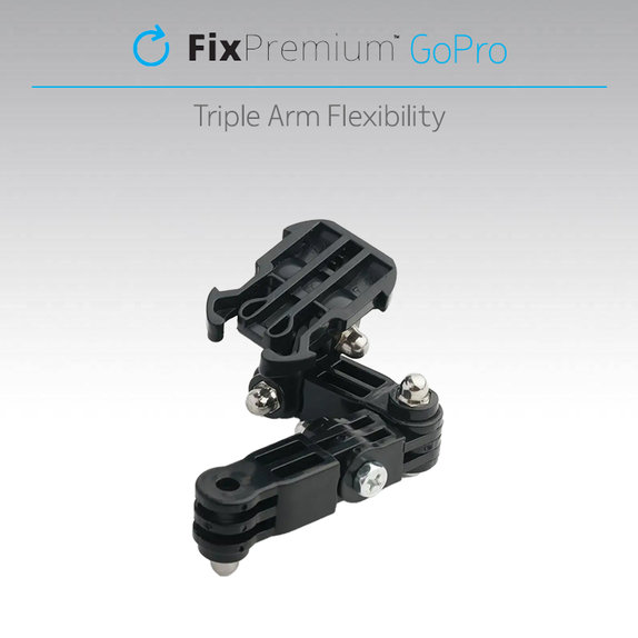 FixPremium - Trojramenný Držák na GoPro, čierny
