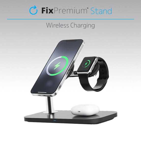 FixPremium - MagSafe Stojan 3v1 pro iPhone, Apple Watch a AirPods, černá
