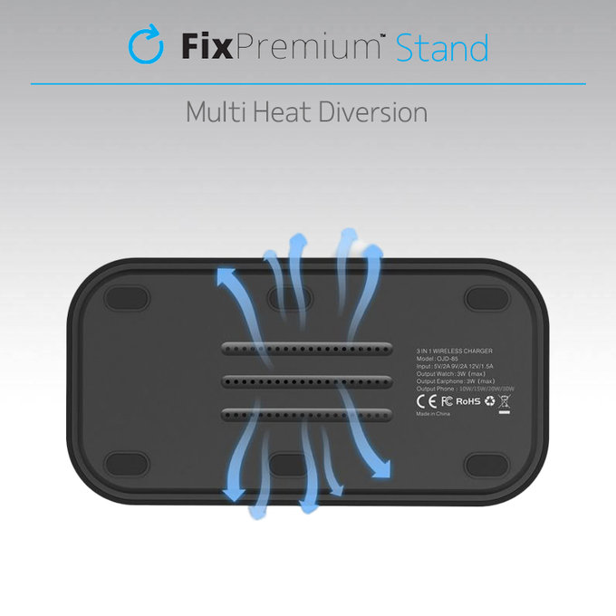 FixPremium - MagSafe Stojan 3v1 pro iPhone, Apple Watch a AirPods, černá