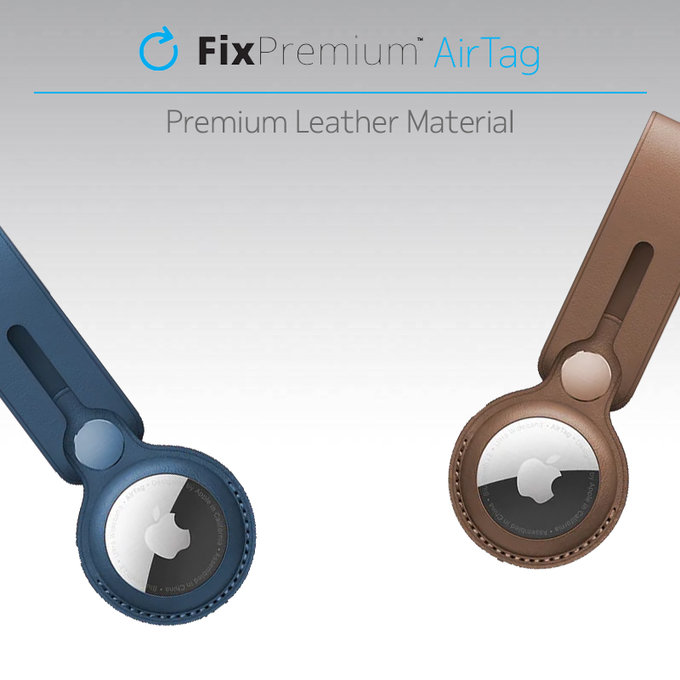 FixPremium - Kožená Klíčenka pro AirTag, hnědá
