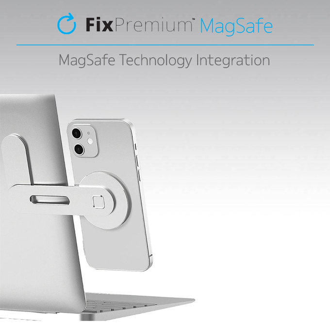 FixPremium - MagSafe Držák pro iPhone na Notebook, stříbrná