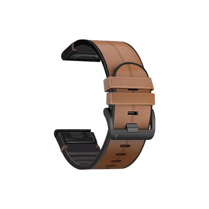 FixPremium - Kožený Řemínek pro Garmin (QuickFit 26mm), svetlě hnědá