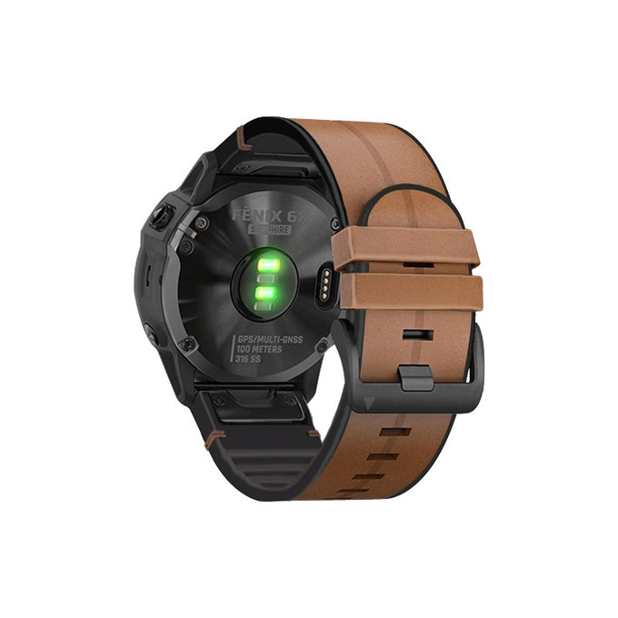 FixPremium - Kožený Řemínek pro Garmin (QuickFit 26mm), svetlě hnědá