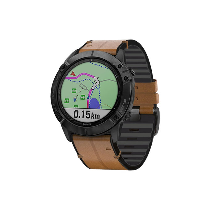 FixPremium - Kožený Řemínek pro Garmin (QuickFit 26mm), svetlě hnědá