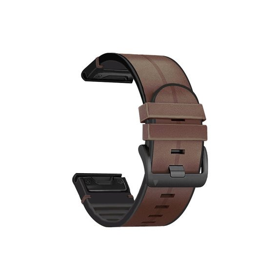 FixPremium - Kožený Řemínek pro Garmin (QuickFit 26mm), hnědá