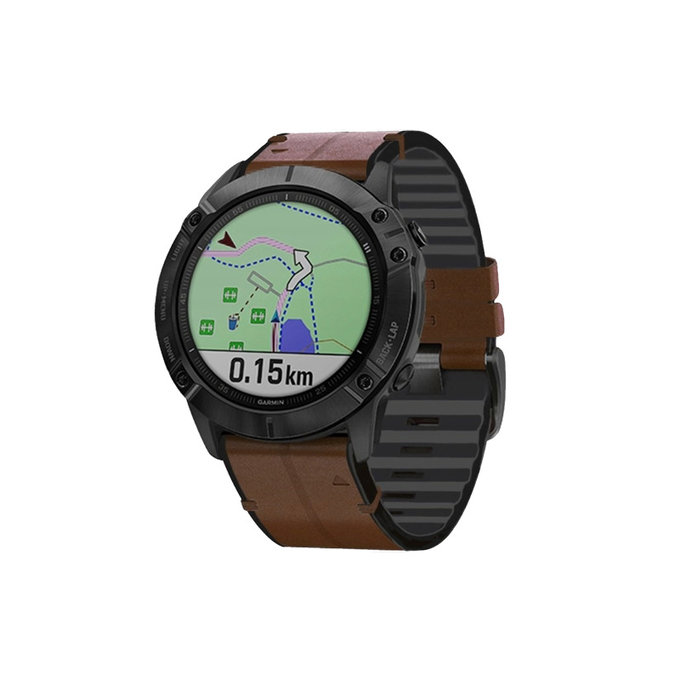 FixPremium - Kožený Řemínek pro Garmin (QuickFit 26mm), hnědá