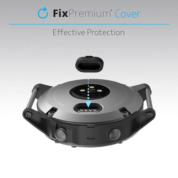 FixPremium - Krytka Nabíjecího Konektoru pro Garmin Hodinky, černá