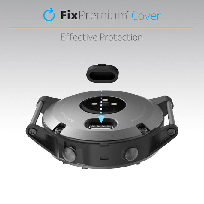 FixPremium - Krytka Nabíjecího Konektoru pro Garmin Hodinky, černá