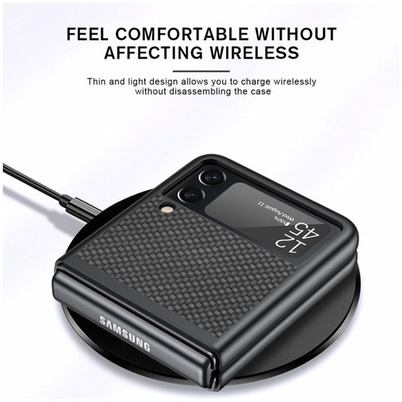 FixPremium - Pouzdro Carbon pro Samsung Galaxy Z Flip 3, hnědá