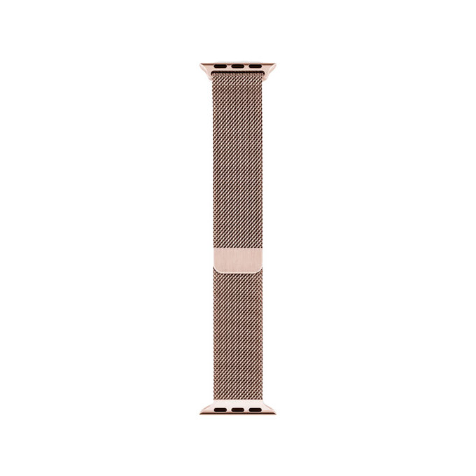 FixPremium - Řemínek Milanese Loop pro Apple Watch (42, 44, 45 a 49mm), rose gold