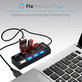 FixPremium - USB Hub s Vypínačem pro 4 USB, černá