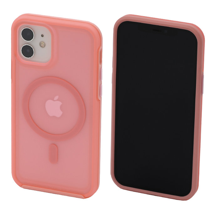 FixPremium - Pouzdro Clear s MagSafe pro iPhone 12 a 12 Pro, peach pink