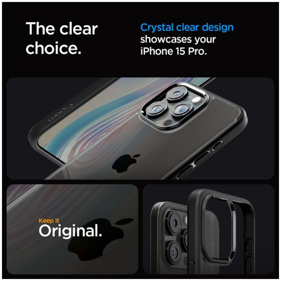 Spigen - Pouzdro Ultra Hybrid pro iPhone 15 Pro, Matte Black