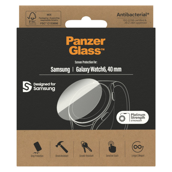 Tvrzené sklo Flat Glass AB pro Samsung Galaxy Watch6 40 mm, Čirá, PanzerGlass