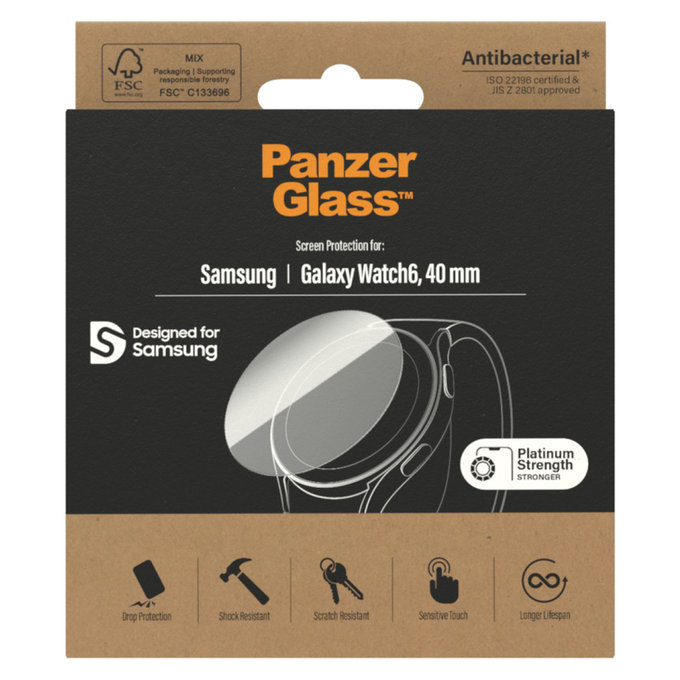 Tvrzené sklo Flat Glass AB pro Samsung Galaxy Watch6 40 mm, Čirá, PanzerGlass