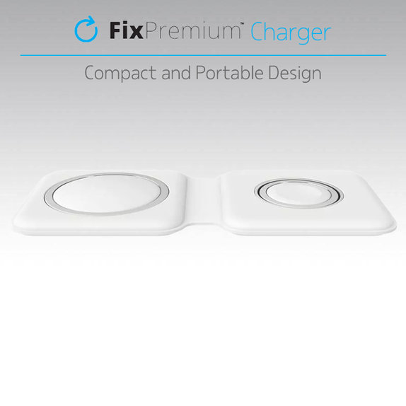 FixPremium - MagSafe Duo pro iPhone a Apple Watch, bílá