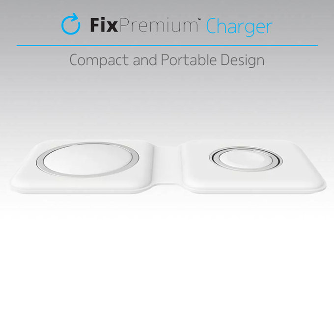 FixPremium - MagSafe Duo pro iPhone a Apple Watch, bílá