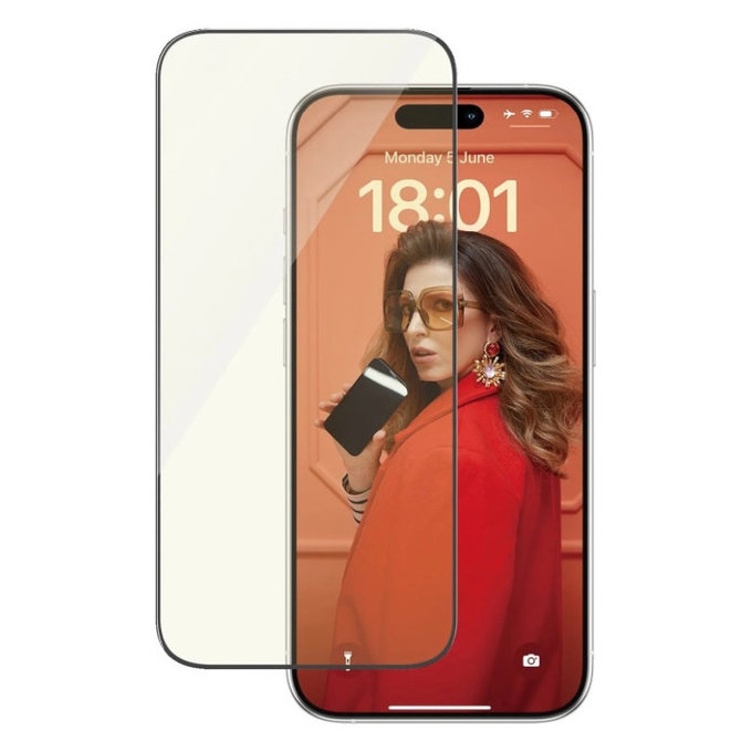 Tvrzené sklo UWF Eyecare s aplikátorem pro iPhone 15 Pro, Černá, PanzerGlass