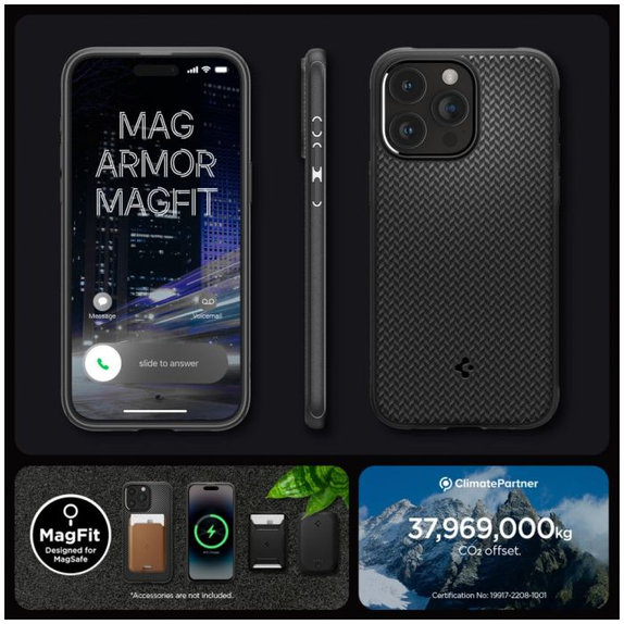 Spigen - Pouzdro Mag Armor s MagSafe pro iPhone 15 Pro, matte black