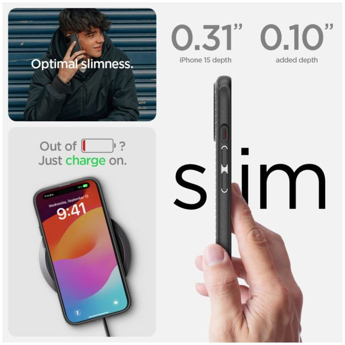Spigen - Pouzdro Mag Armor s MagSafe pro iPhone 15, matte black