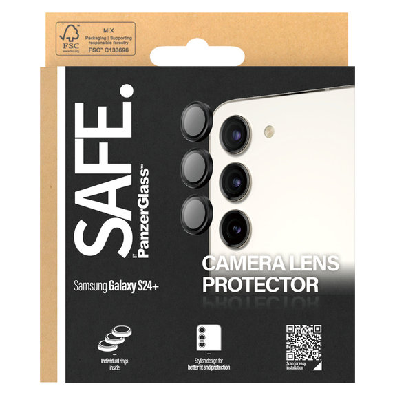 Ochranný kryt objektivu pro Samsung Galaxy S24+, Černá, SAFE by PanzerGlass