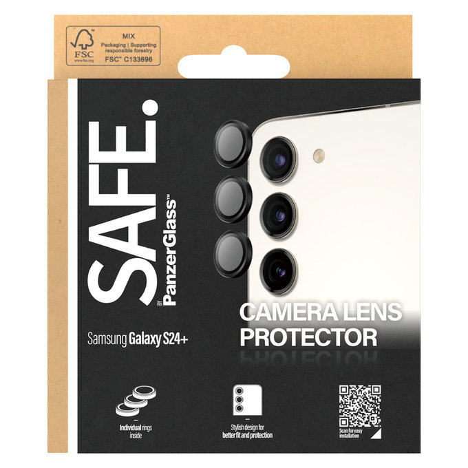 Ochranný kryt objektivu pro Samsung Galaxy S24+, Černá, SAFE by PanzerGlass